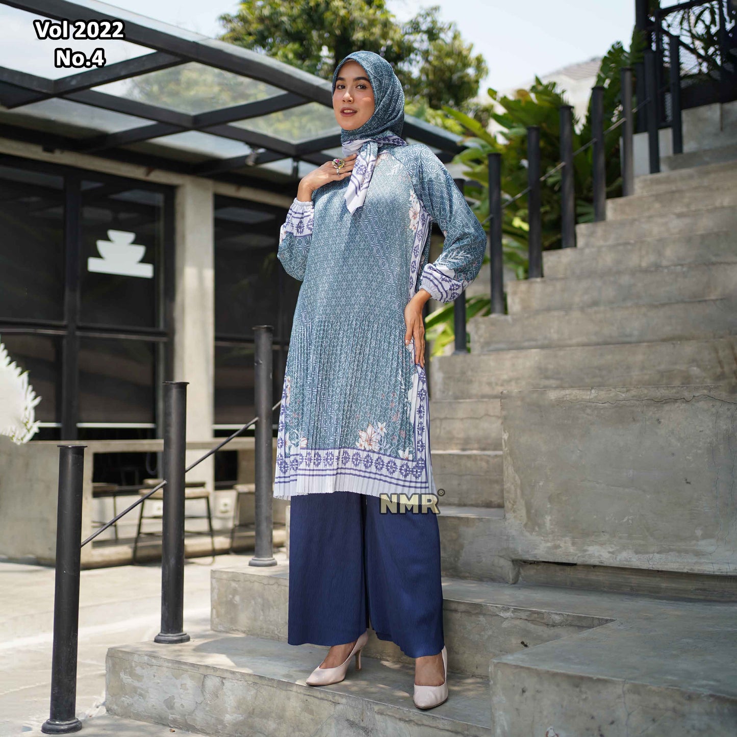 NMR Setelan Celana Kulot Tunik Katun Paris Plisket Vol 2022-4 ( Inc Hijab)