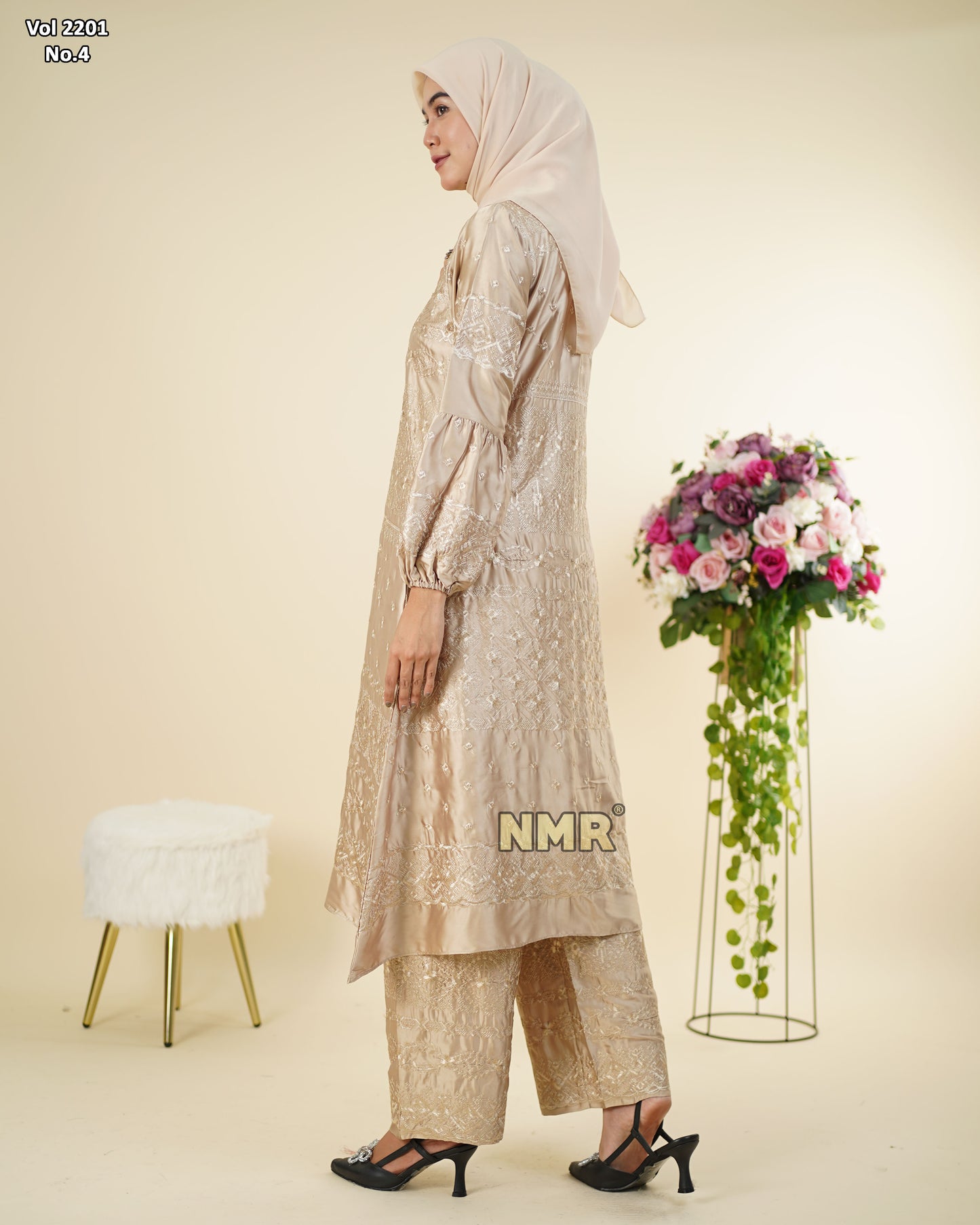 NMR Setelan Celana Tunik Armn Silk Bordir Vol 2201-4