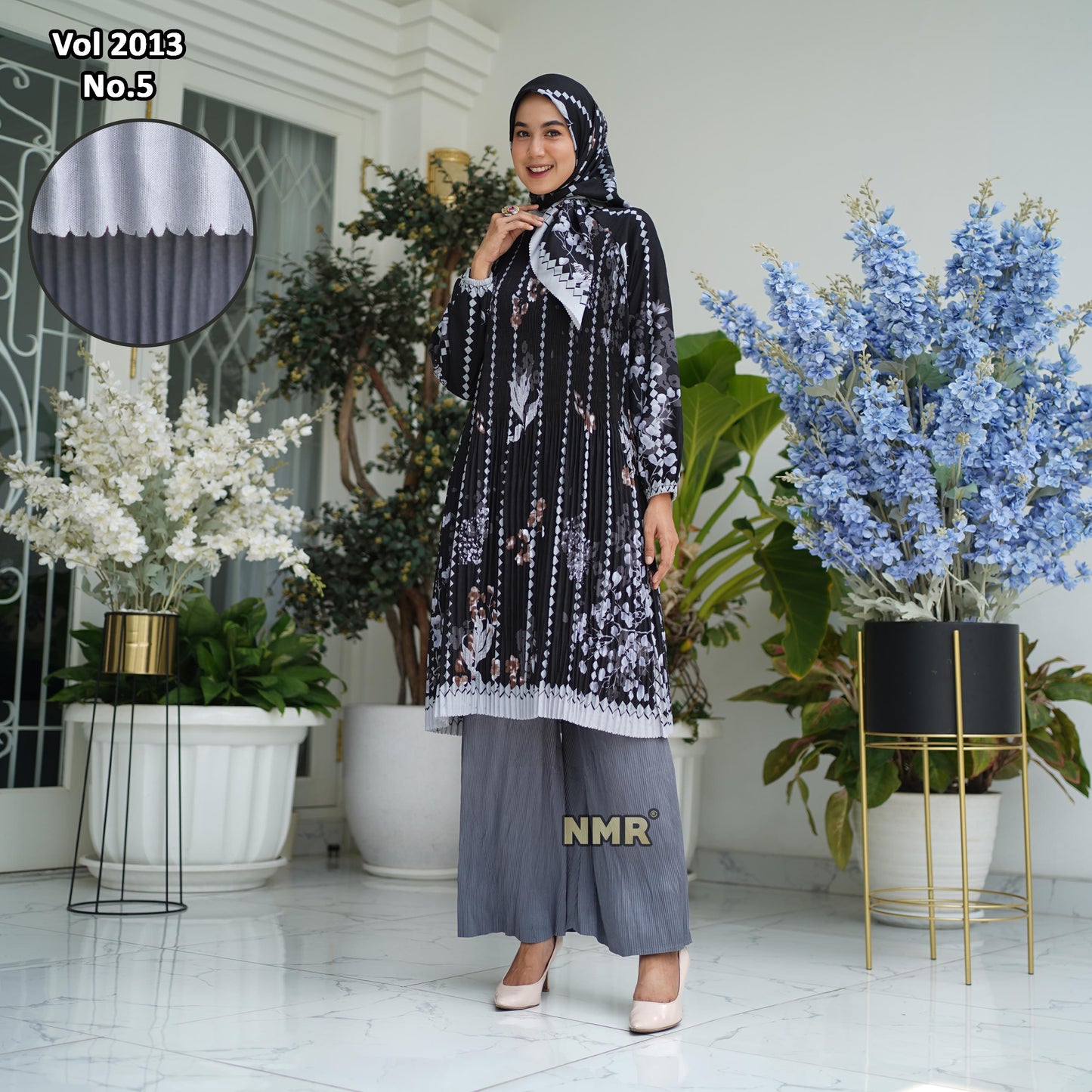 NMR Setelan Celana Kulot Tunik Katun Paris Plisket Vol 2013-5 ( Inc Hijab)