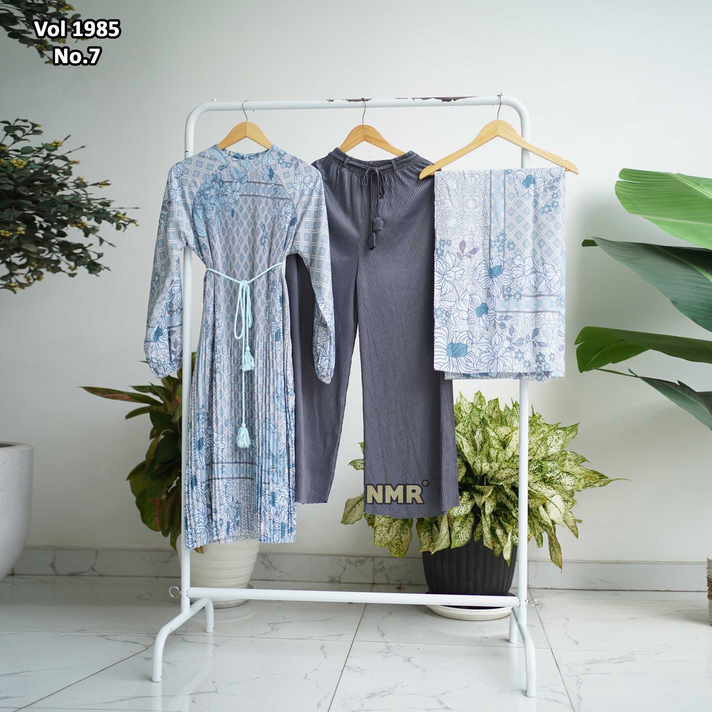 NMR Setelan Celana Kulot Tunik Katun Paris Plisket Vol 1985-7 ( Inc Hijab)