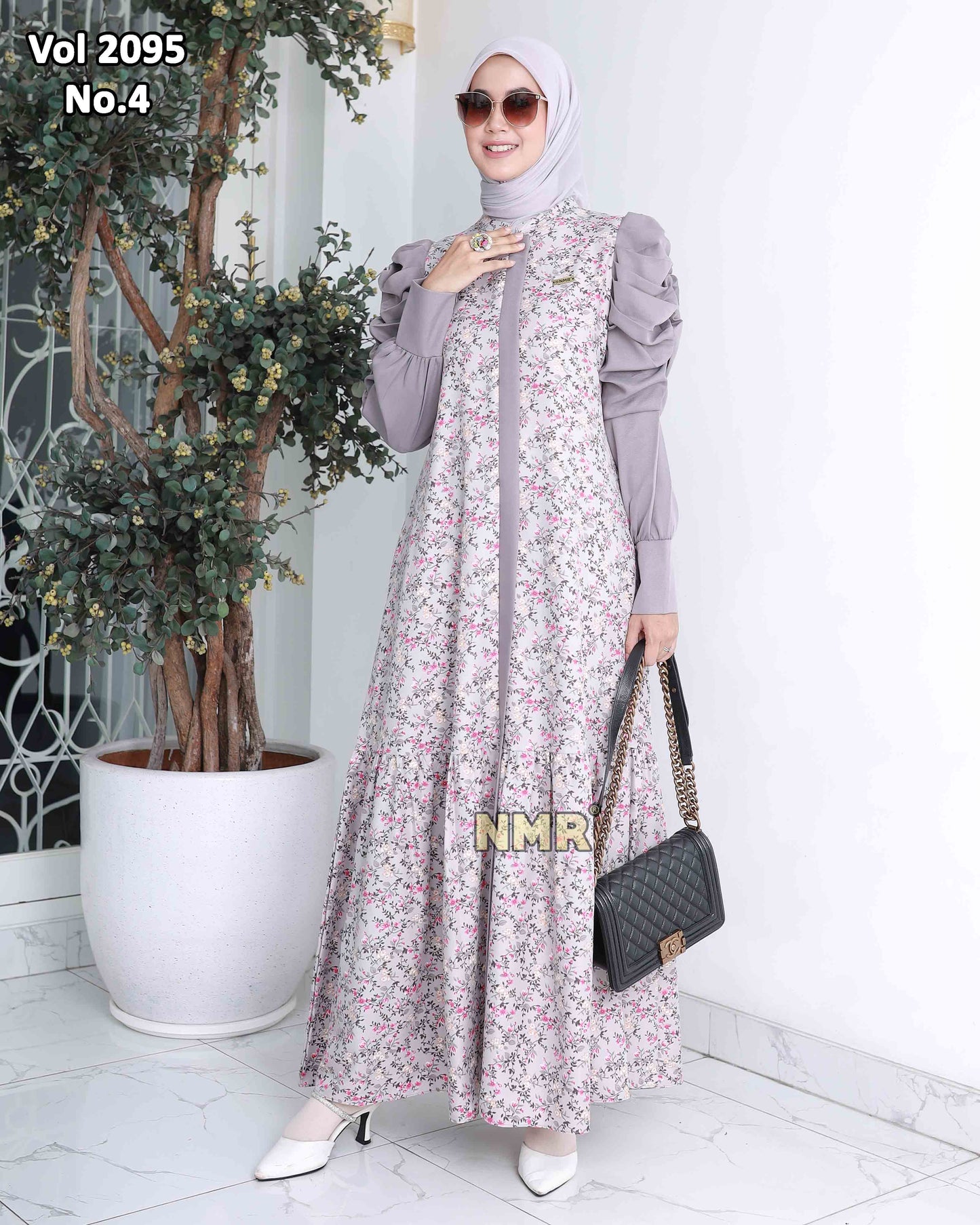 NMR Gamis MS Tangan Kerut Vol 2095-4 (Resleting Depan)