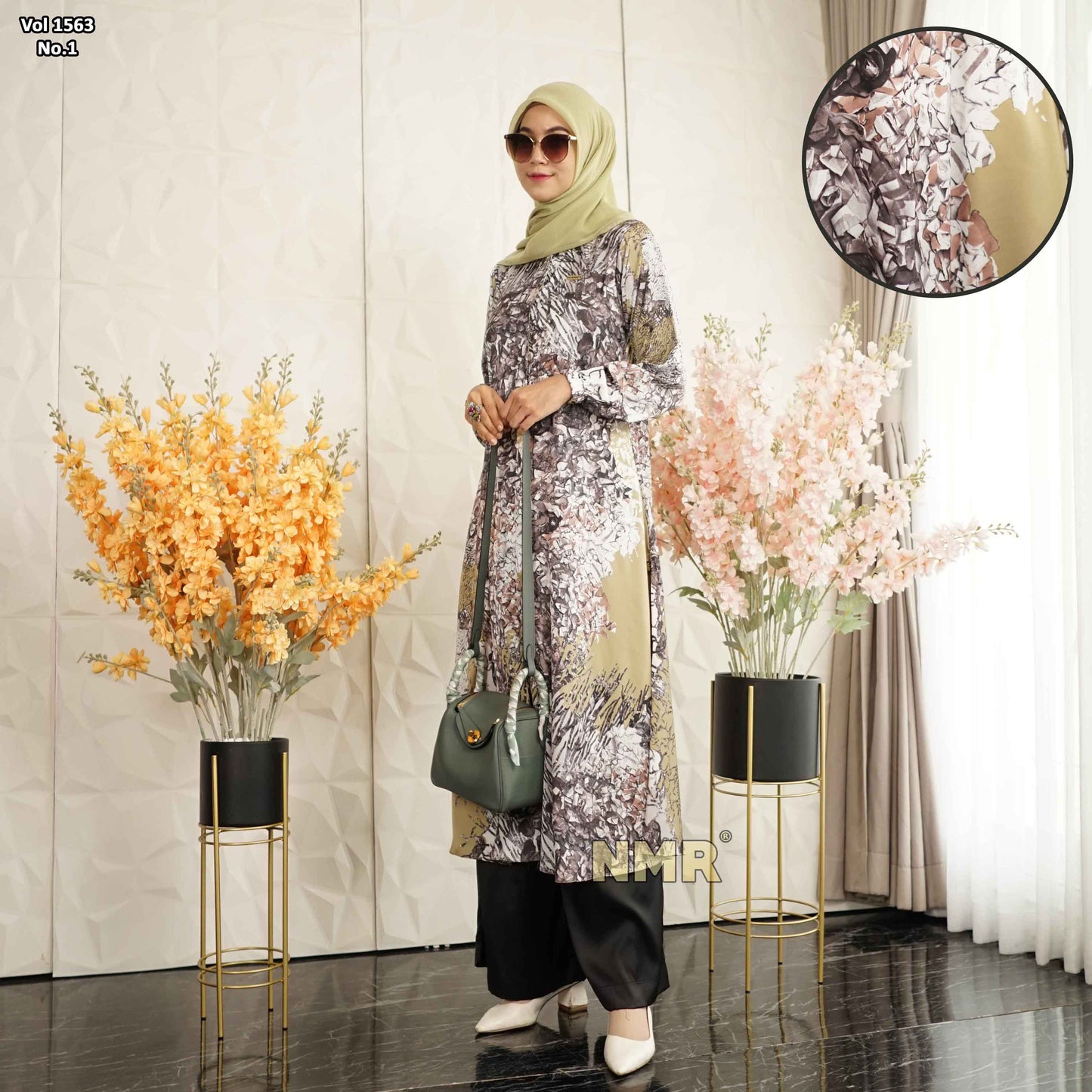 NMR Setelan Kulot Tunik Armn Silk Vol 1563-1