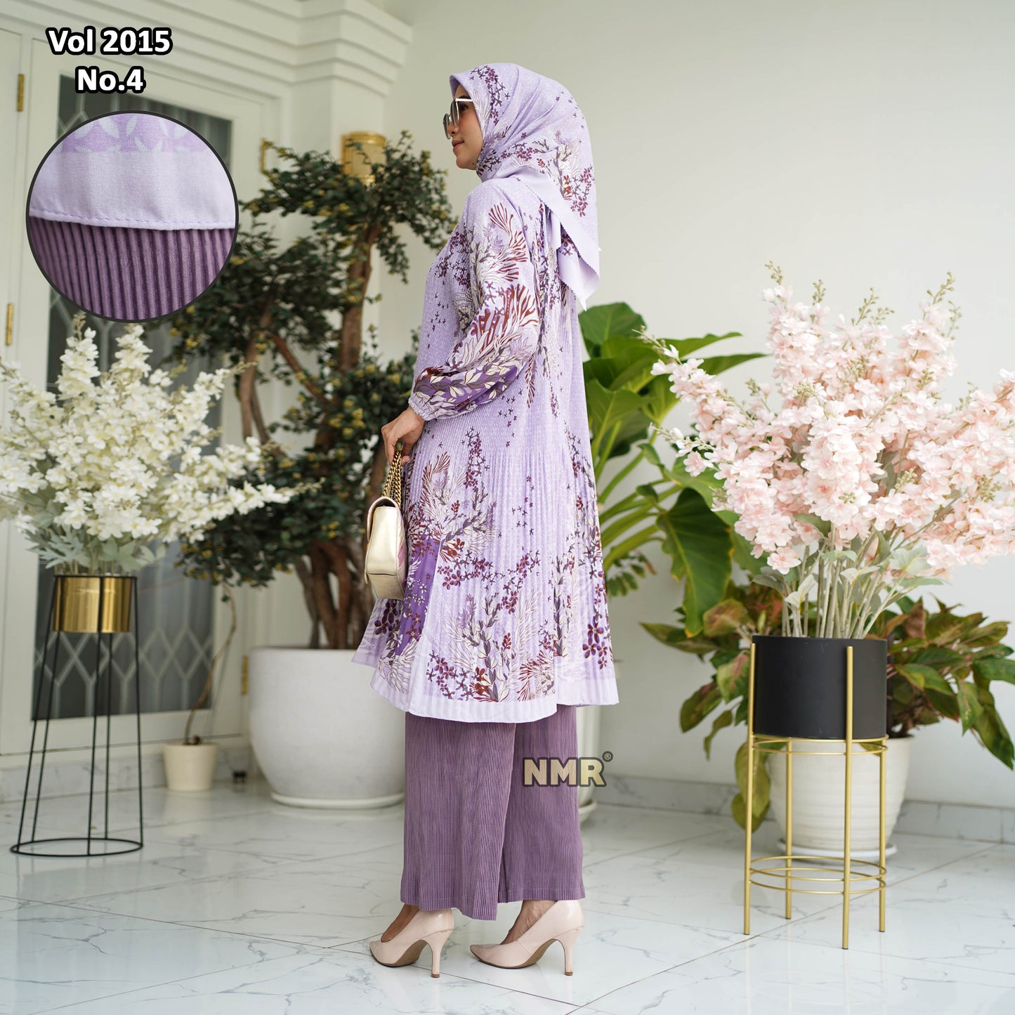 NMR Setelan Celana Kulot Tunik Katun Paris Plisket Vol 2015-4 ( Inc Hijab)