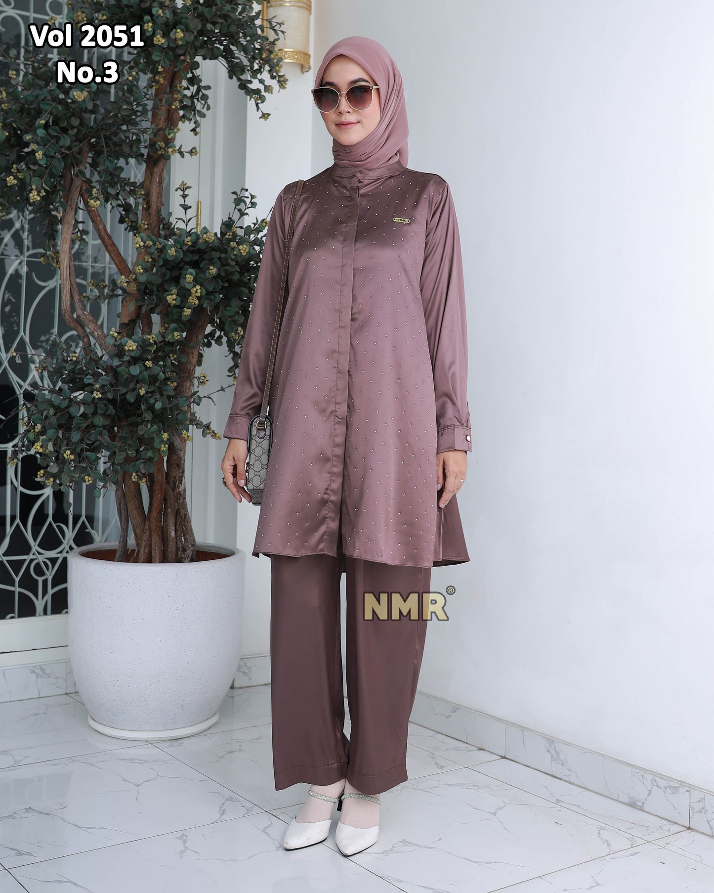 NMR Setelan Celana Tunik Arm*ni Silk Sw*rovski Vol 2051-3(Sanghai)