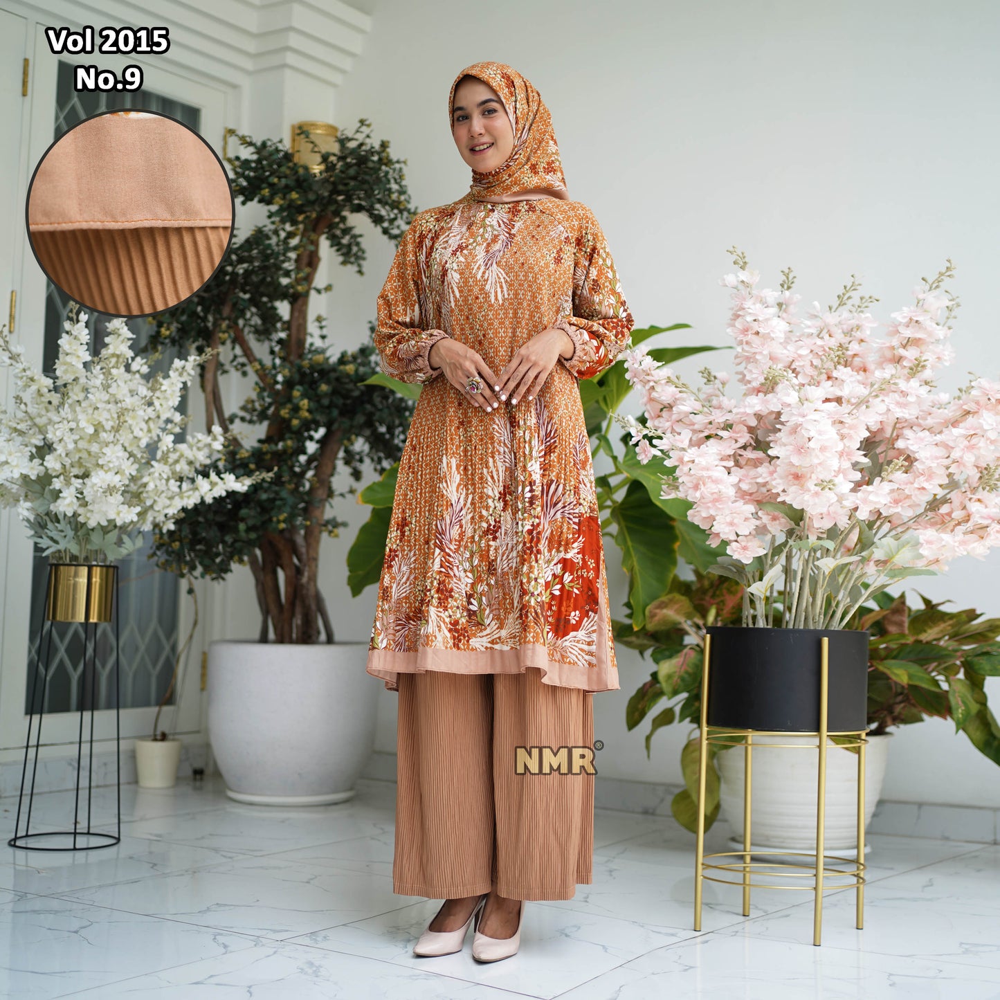 NMR Setelan Celana Kulot Tunik Katun Paris Plisket Vol 2015-9 ( Inc Hijab)