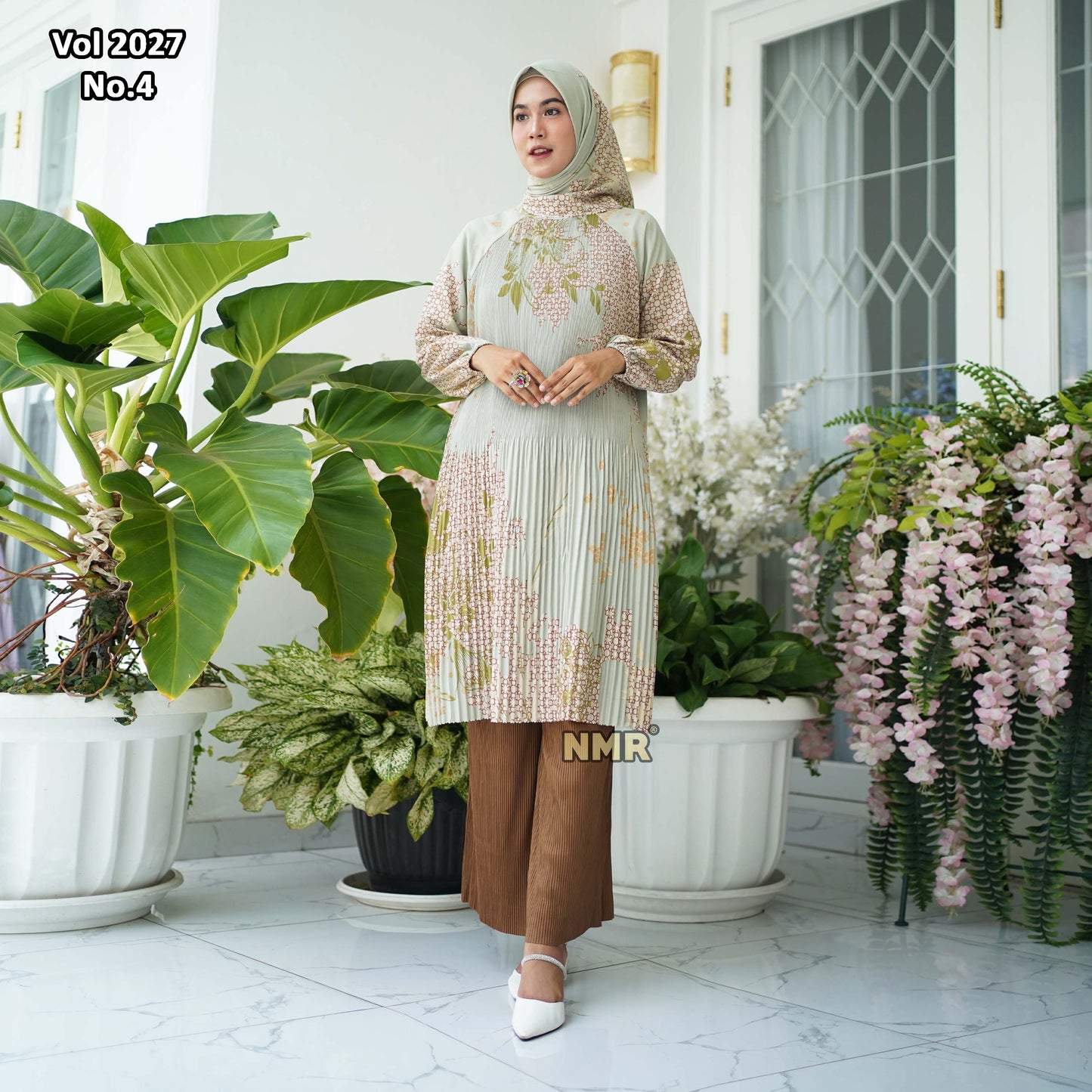 NMR Setelan Celana Kulot Tunik Katun Paris Plisket Vol 2027-4 ( Inc Hijab)
