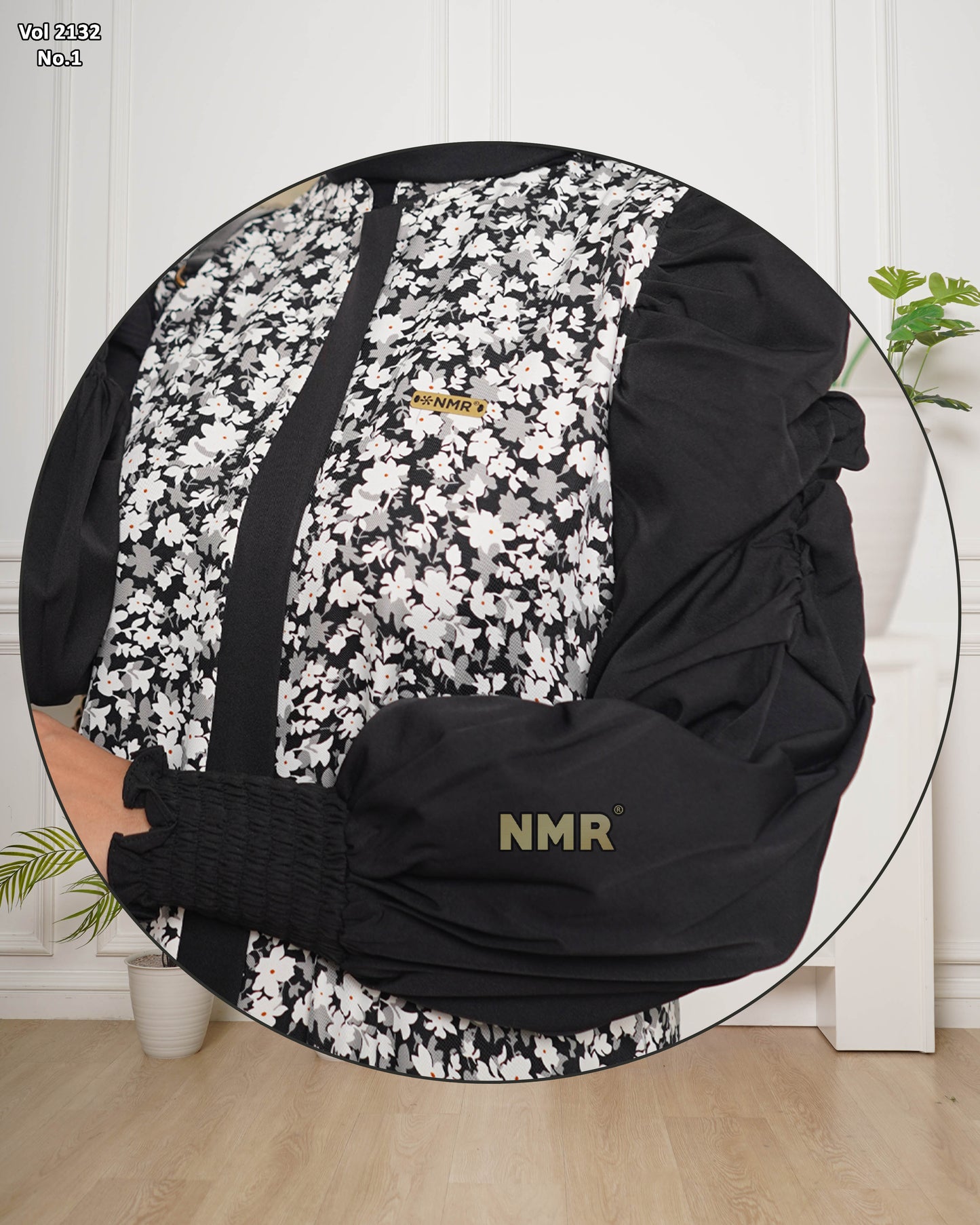 NMR Gamis MS Tangan Kerut Vol 2132-1 (Resleting Depan)