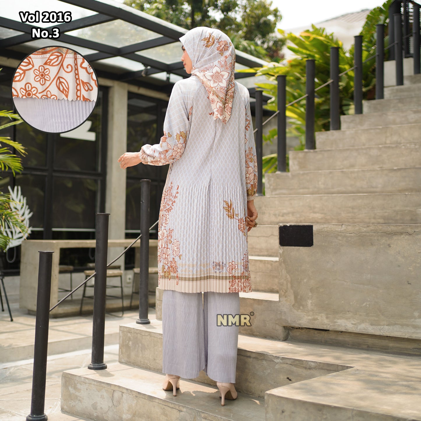 NMR Setelan Celana Kulot Tunik Katun Paris Plisket Vol 2016-3 ( Inc Hijab)