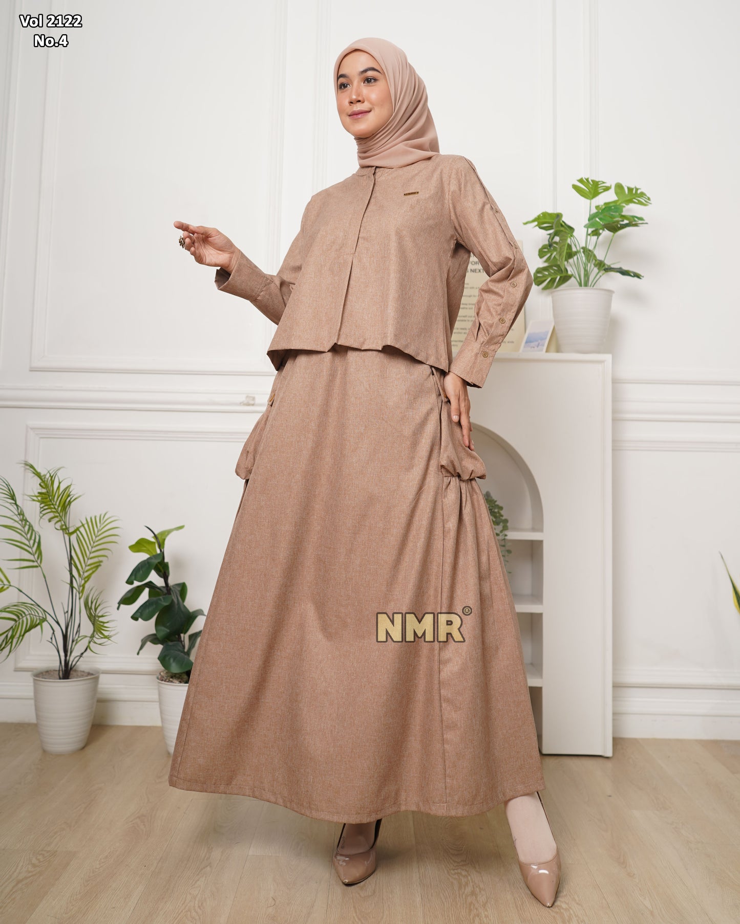 NMR Setelan Rok Linen Plain Vol 2122-4 (Sanghai)