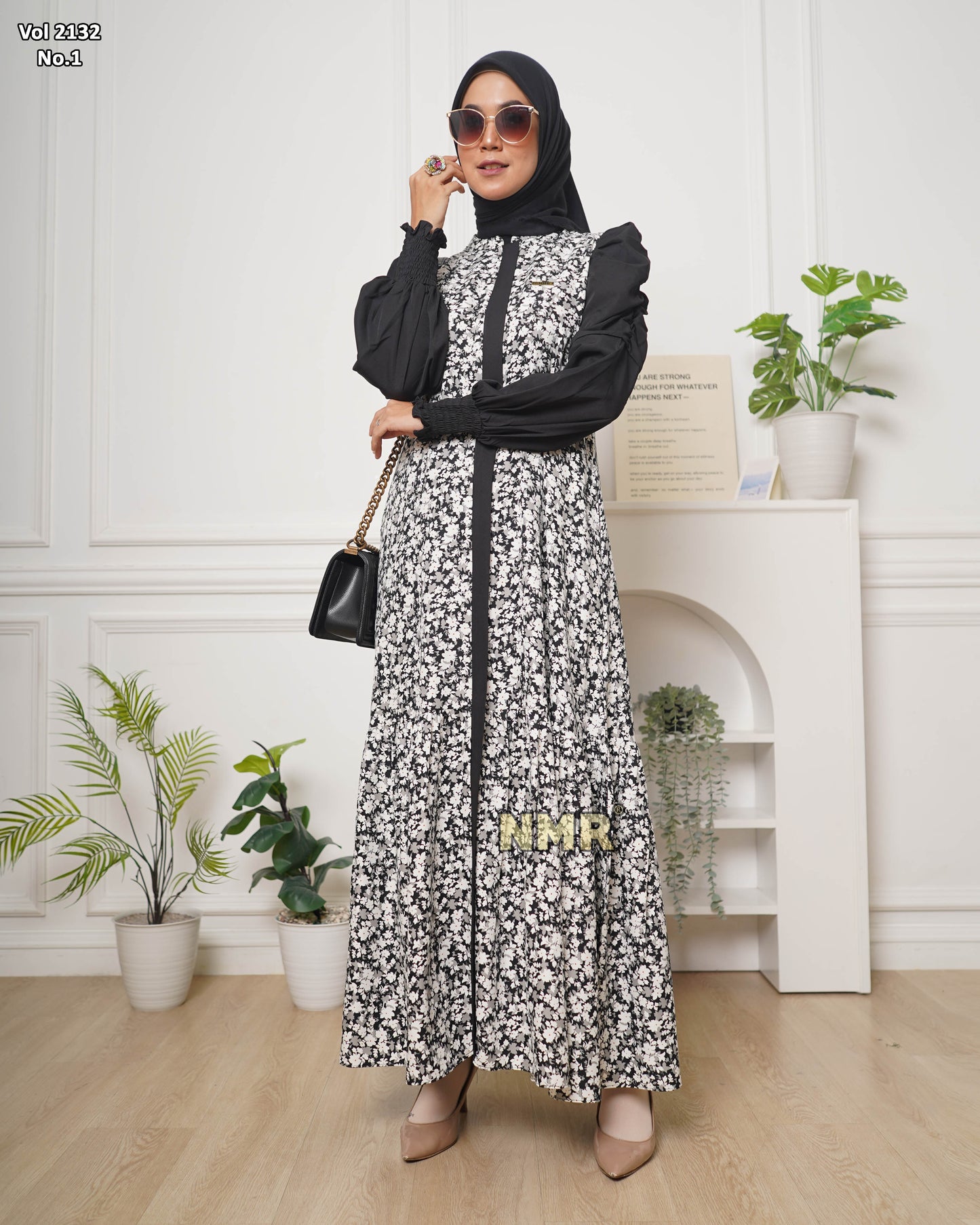 NMR Gamis MS Tangan Kerut Vol 2132-1 (Resleting Depan)