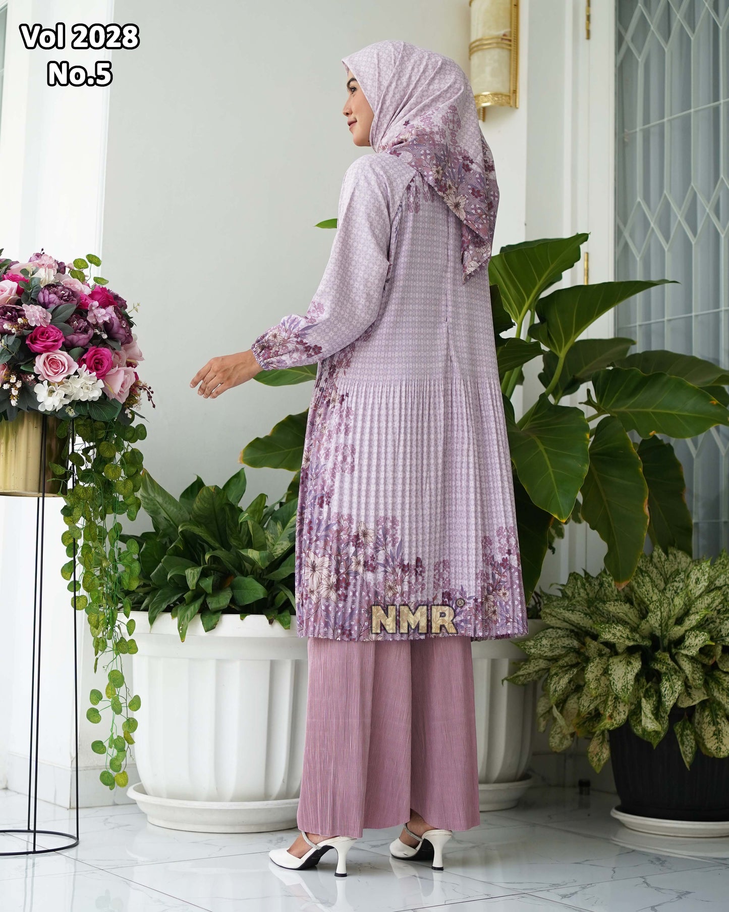 NMR Setelan Celana Kulot Tunik Katun Paris Plisket Vol 2028-5 ( Inc Hijab)