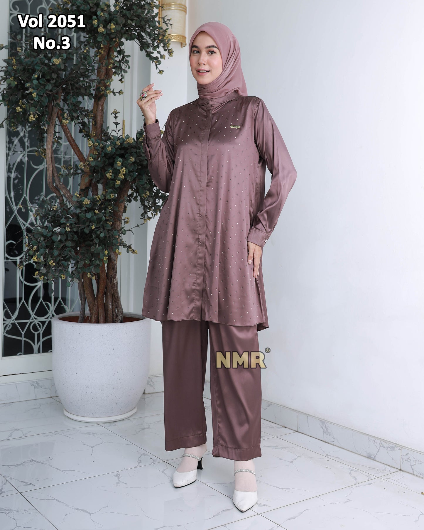 NMR Setelan Celana Tunik Arm*ni Silk Sw*rovski Vol 2051-3(Sanghai)
