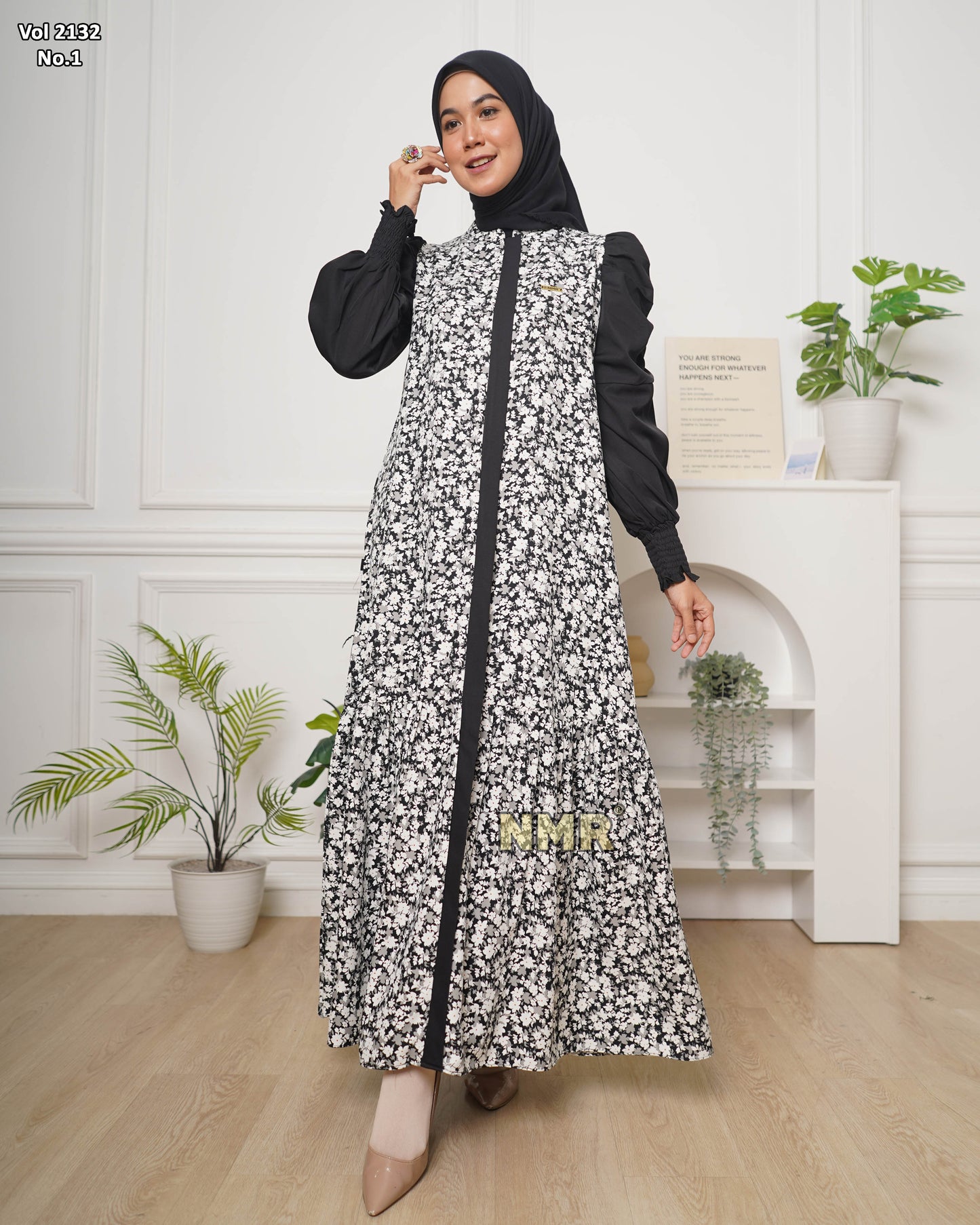 NMR Gamis MS Tangan Kerut Vol 2132-1 (Resleting Depan)