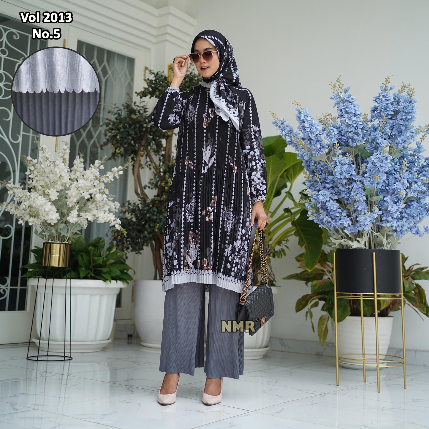 NMR Setelan Celana Kulot Tunik Katun Paris Plisket Vol 2013-5 ( Inc Hijab)