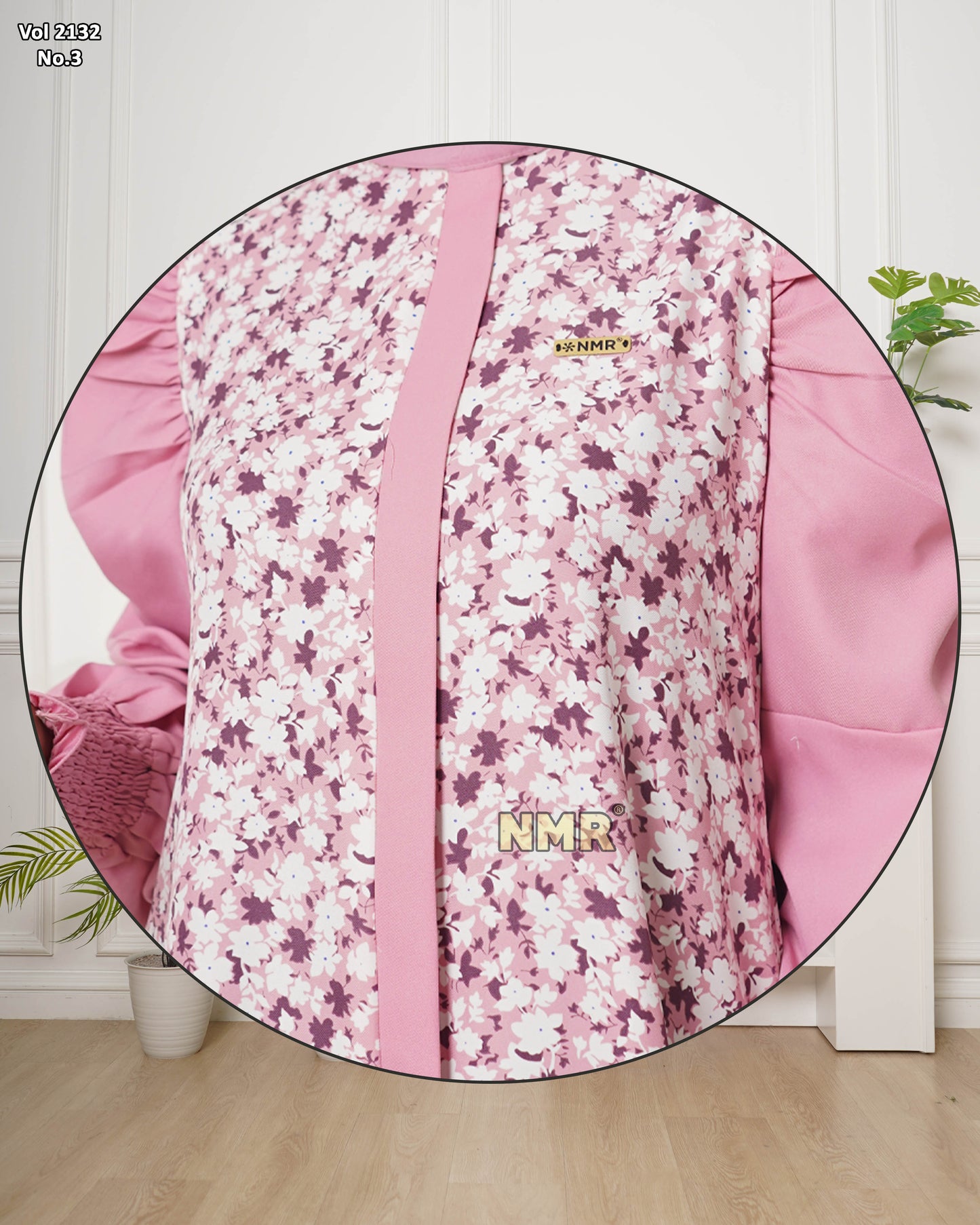 NMR Gamis MS Tangan Kerut Vol 2132-3 (Resleting Depan)