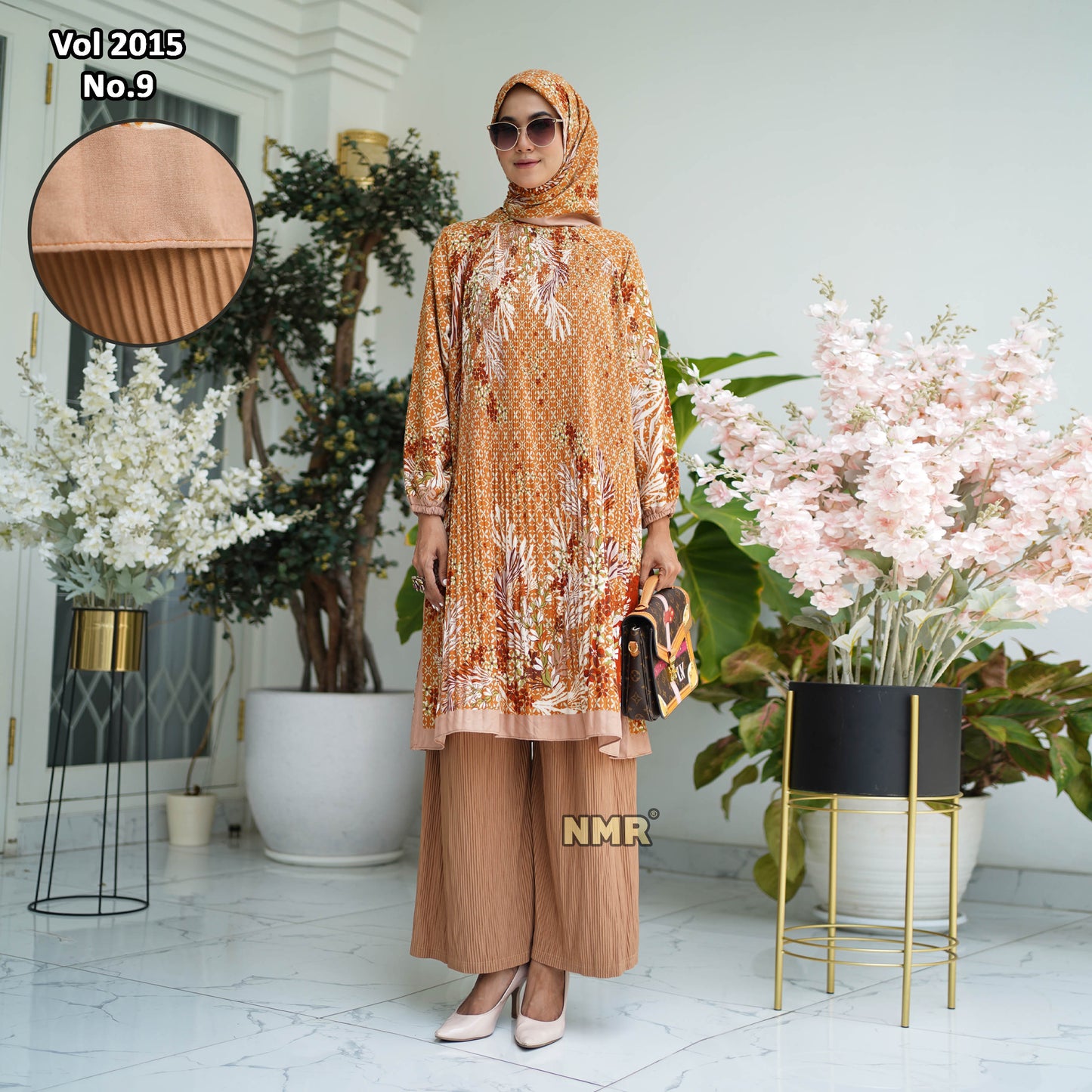 NMR Setelan Celana Kulot Tunik Katun Paris Plisket Vol 2015-9 ( Inc Hijab)