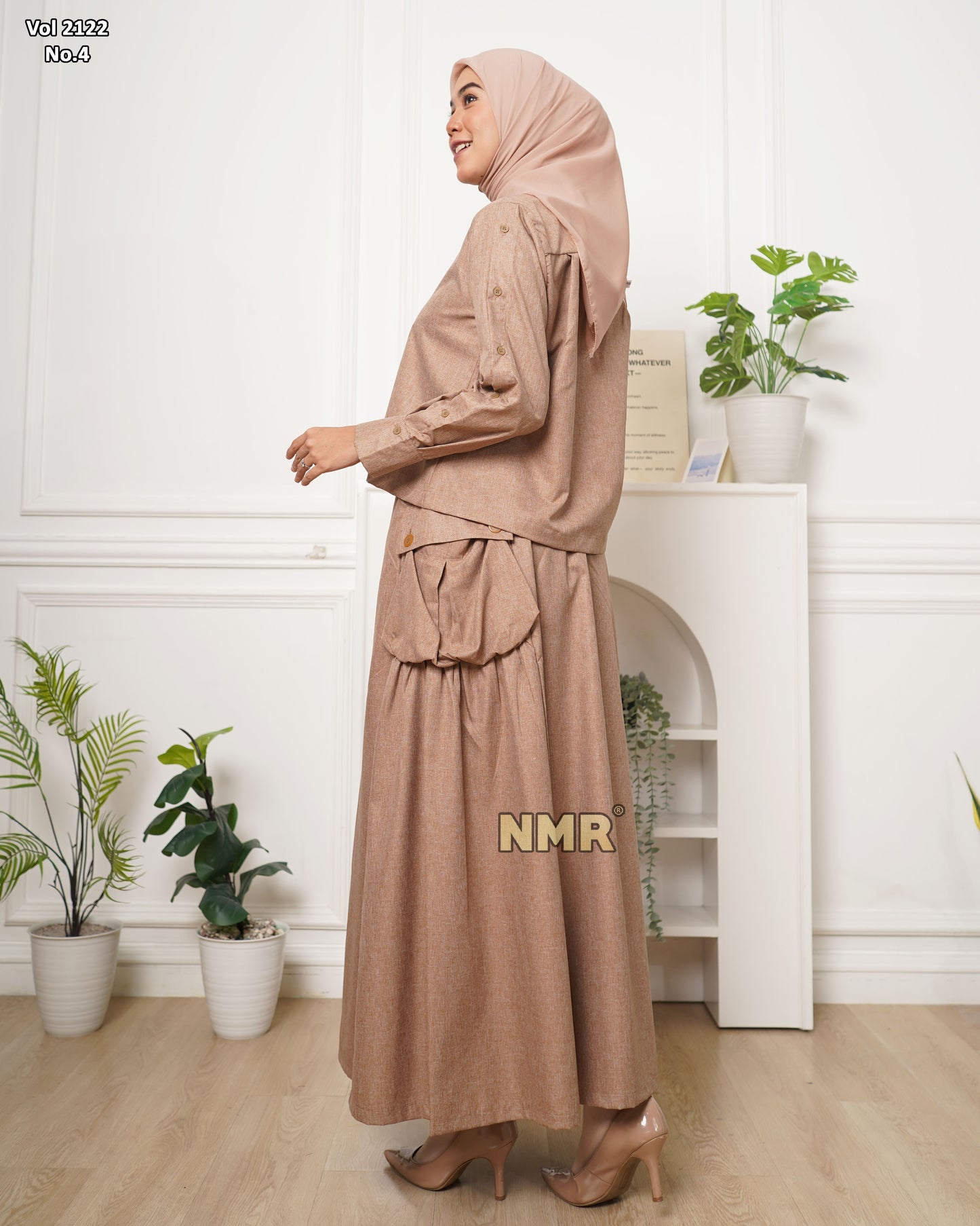 NMR Setelan Rok Linen Plain Vol 2122-4 (Sanghai)