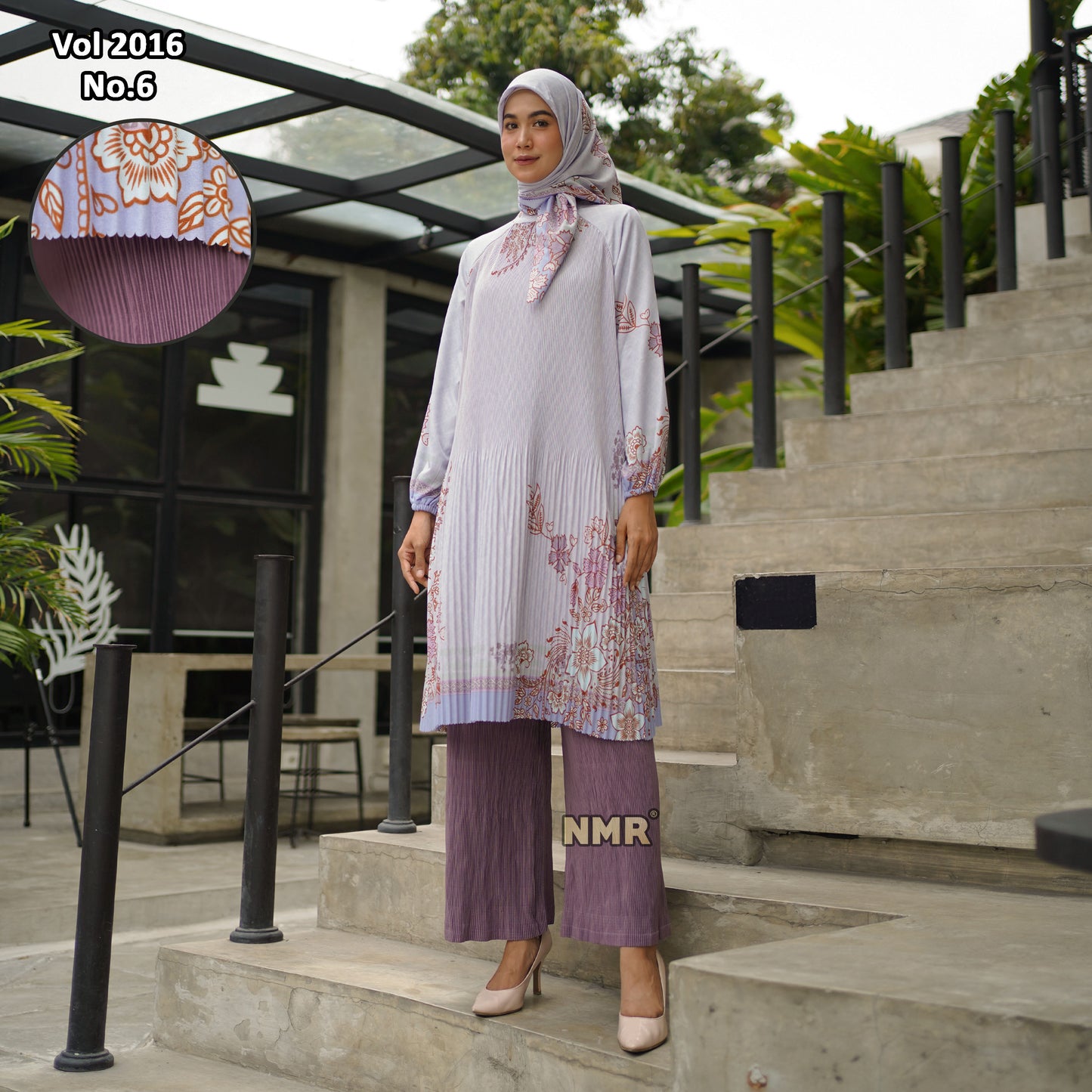 NMR Setelan Celana Kulot Tunik Katun Paris Plisket Vol 2016-6 ( Inc Hijab)
