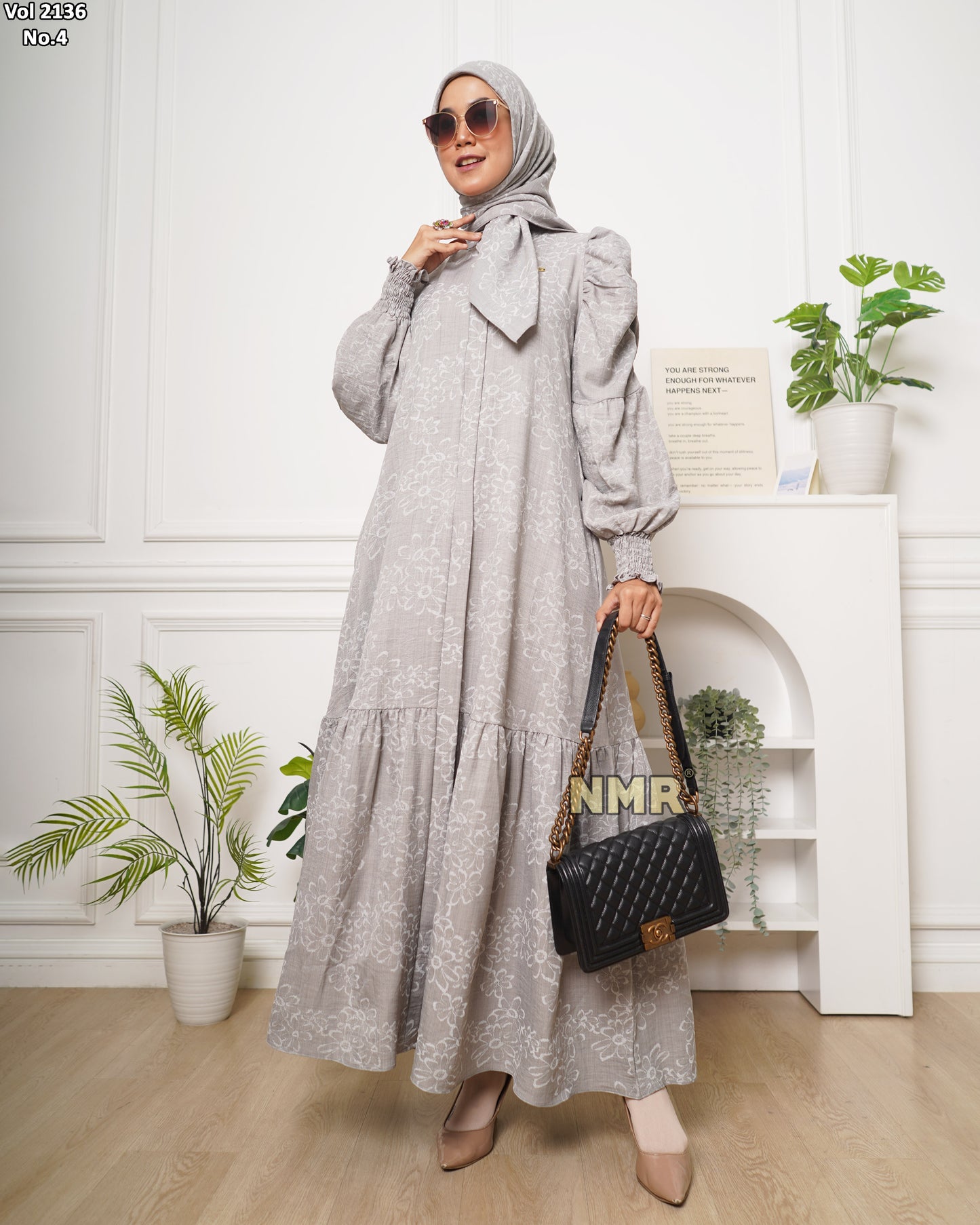 NMR Gamis Linen Venezia Lacquer Vol 2136-4 ( Inc Hijab)