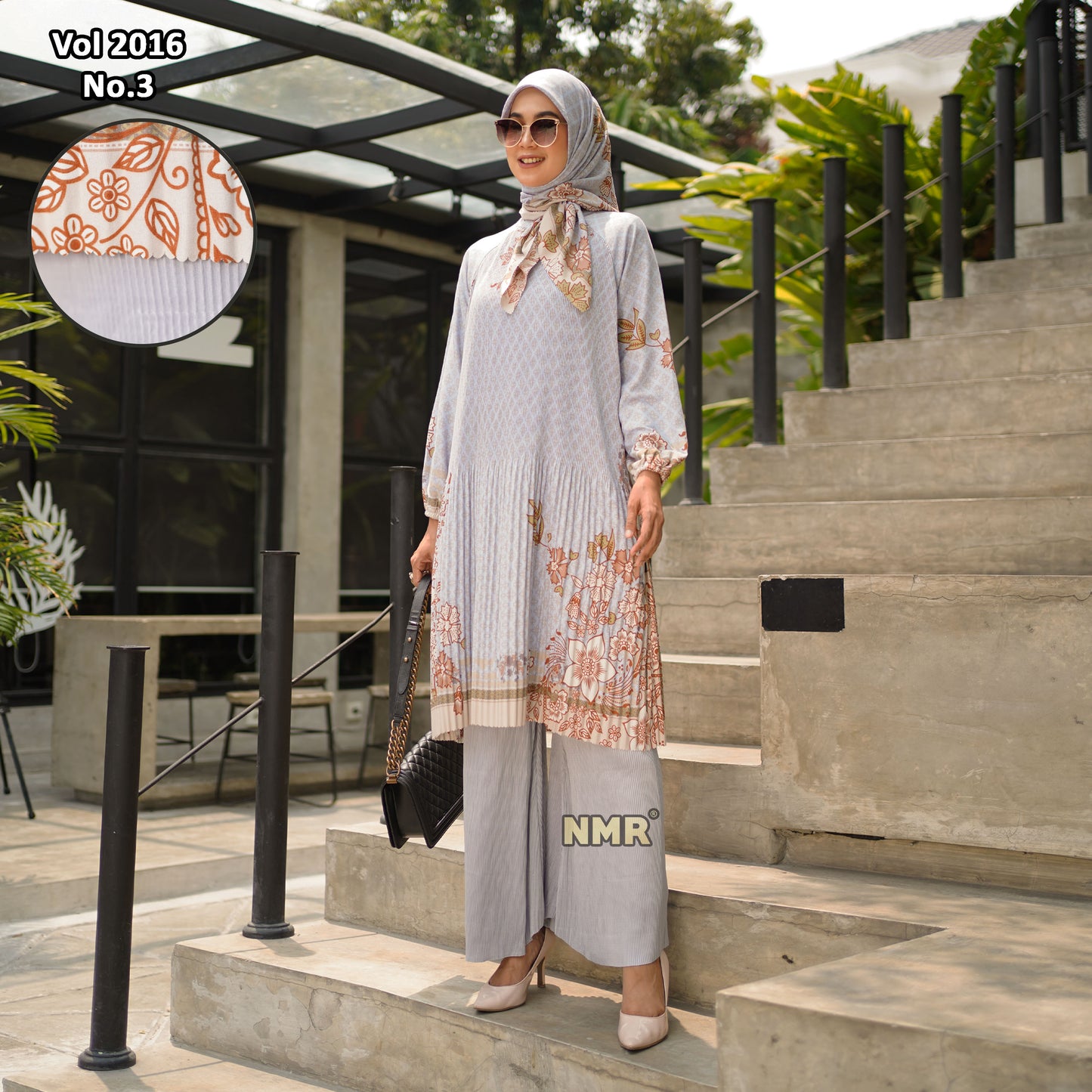 NMR Setelan Celana Kulot Tunik Katun Paris Plisket Vol 2016-3 ( Inc Hijab)