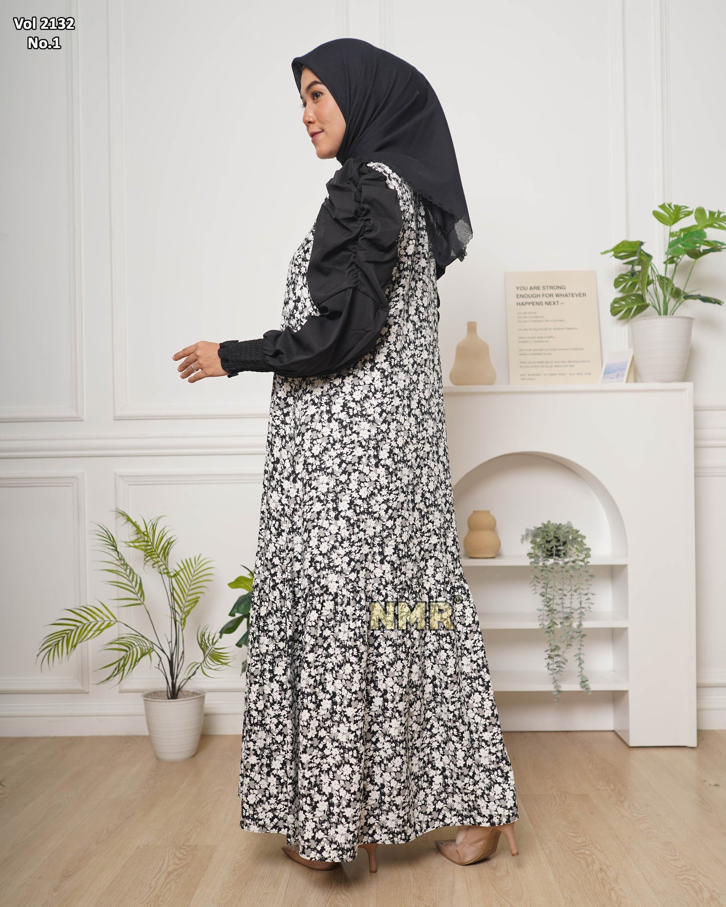 NMR Gamis MS Tangan Kerut Vol 2132-1 (Resleting Depan)