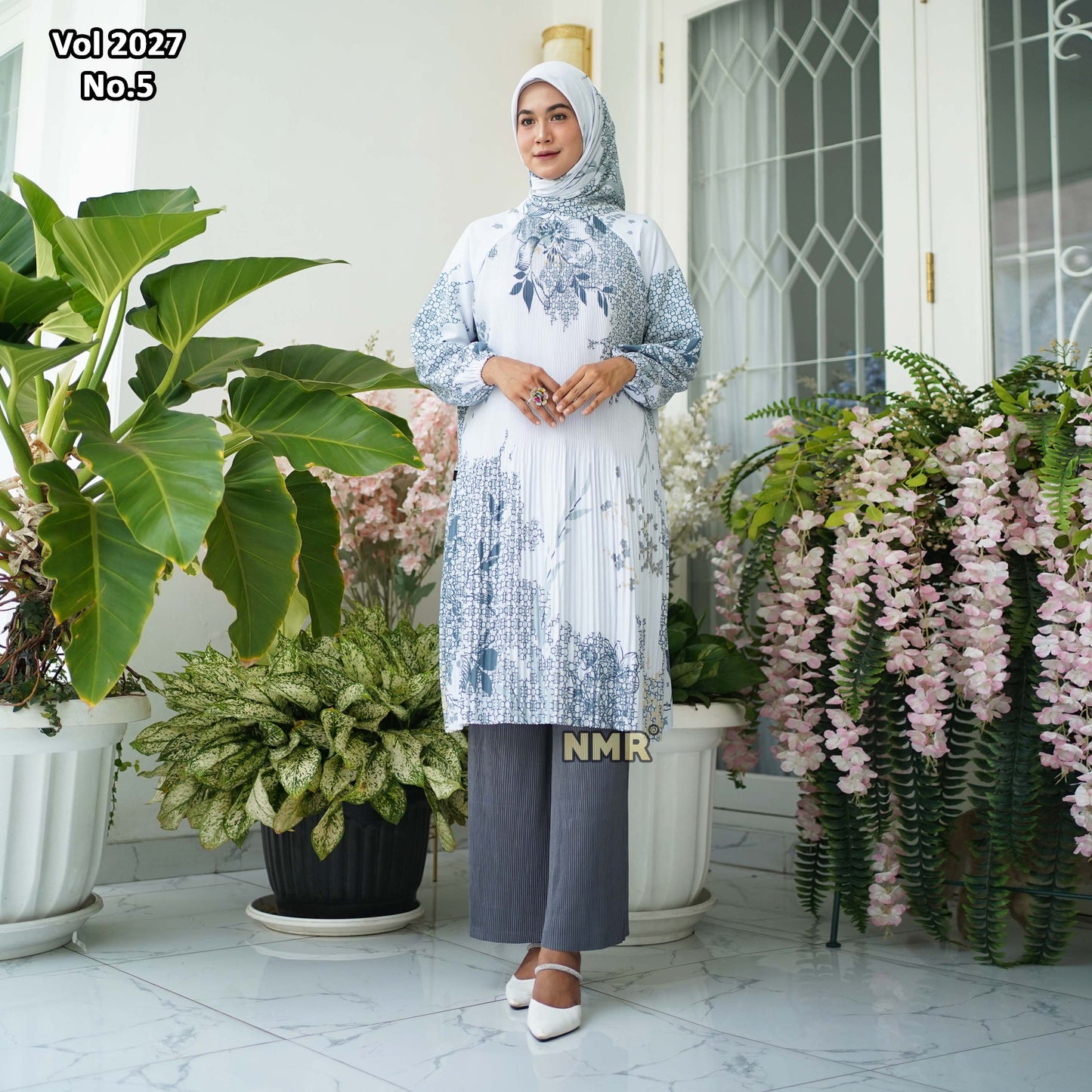 NMR Setelan Celana Kulot Tunik Katun Paris Plisket Vol 2027-5 ( Inc Hijab)