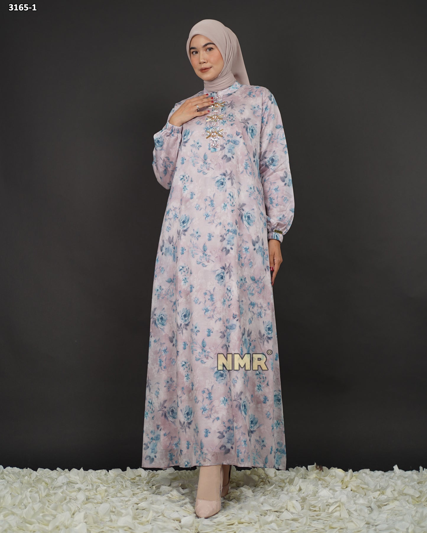 NMR Gamis Tencil Print + Payet Swarozski Vol 3165