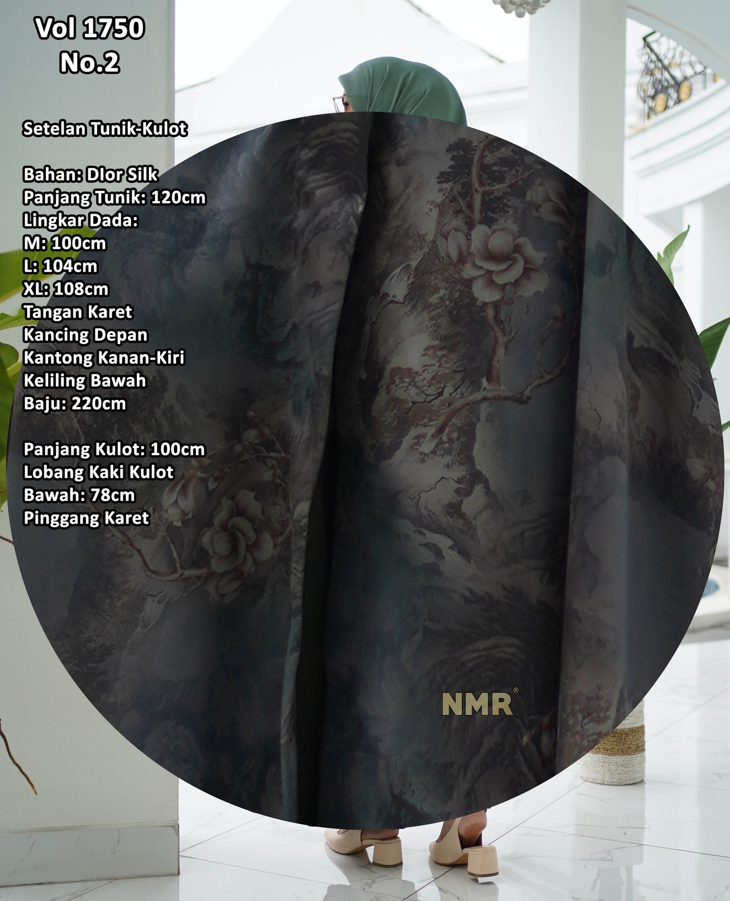 NMR Setelan Kulot Armany Silk Tunik Diir Silk Vol 1750-2