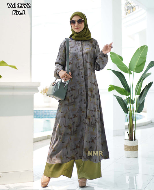 NMR Setelan Kulot Silk Tunik Hermss Dirr Vol 1772-1