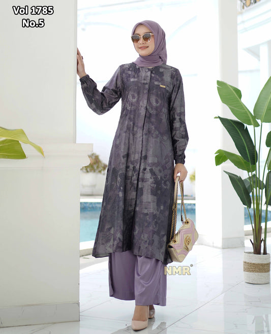 NMR Setelan Kulot Silk Tunik Hermss Bordir Vol 1785-5