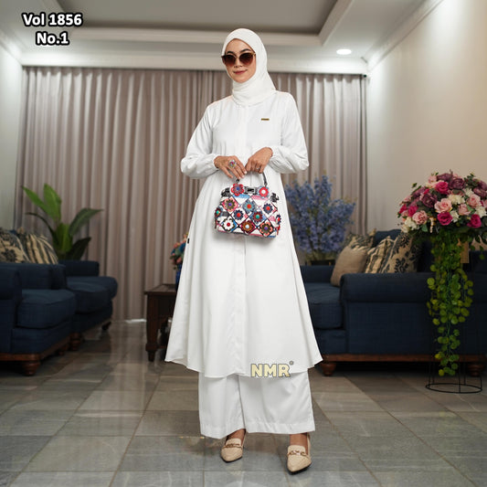 NMR Vol 1856-1 Setelan Kulot Tunik Katun Silk Arab Embos