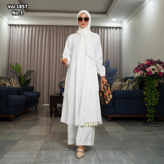 NMR Vol 1857-1 Setelan Kulot Tunik Katun Silk Arab Embos