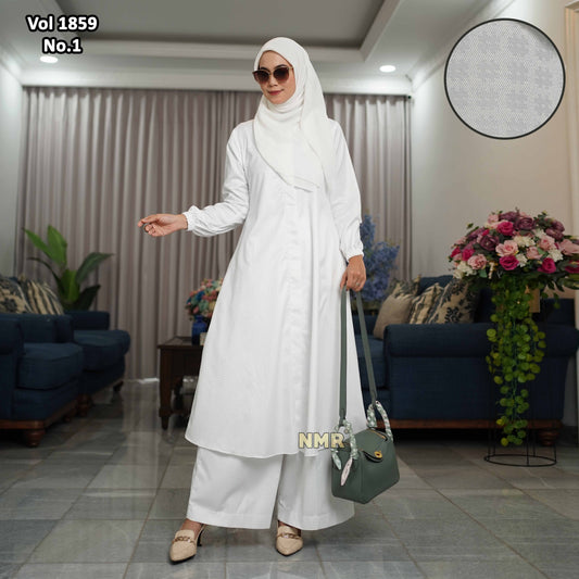 NMR Vol 1859-1 Setelan Kulot Tunik Katun Silk Arab Embos