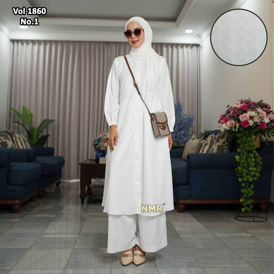 NMR Vol 1860-1 Setelan Kulot Tunik Katun Silk Arab Embos