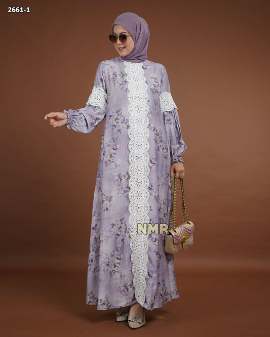 NMR Gamis Crespo Print Renda Vol 2661-1