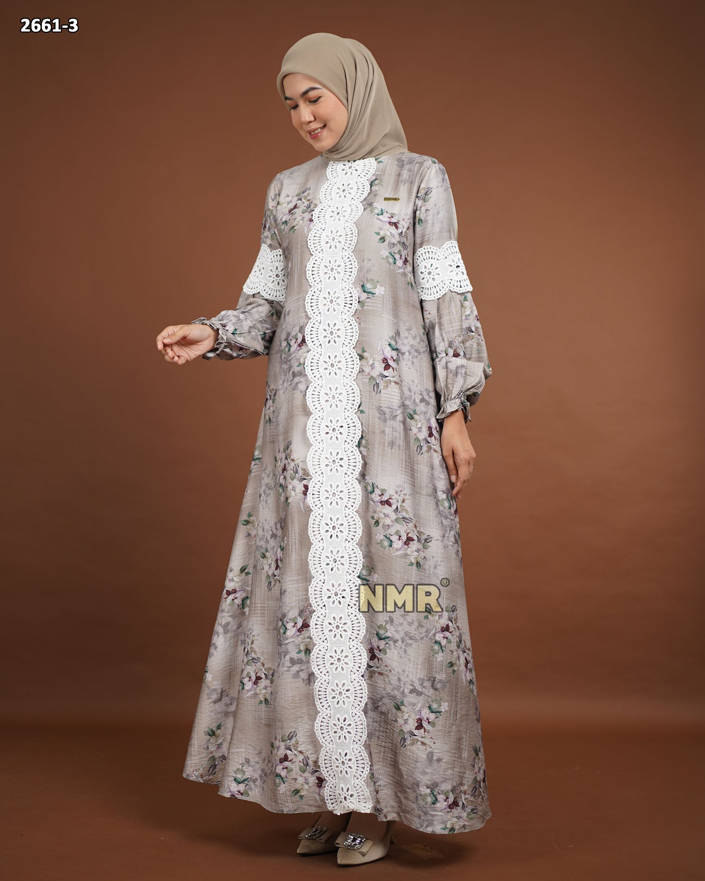 NMR Gamis Crespo Print Renda Vol 2661-3