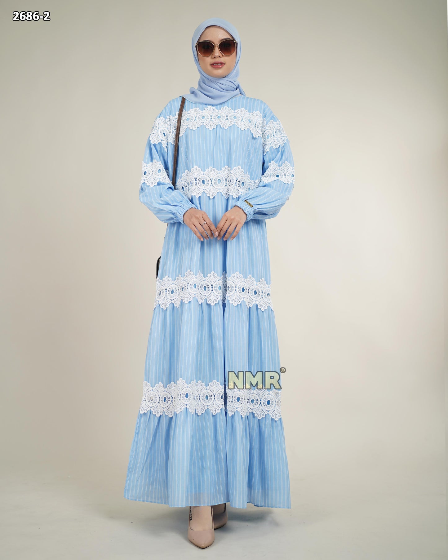 NMR Gamis Katun Salur Kombinasi Renda Vol 2686