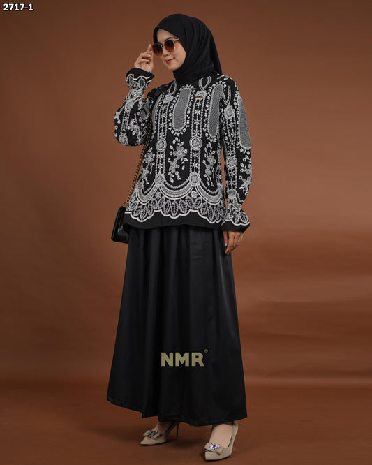 NMR Setelan Rok Blouse Katun Bordir Kombinasi Vol 2717