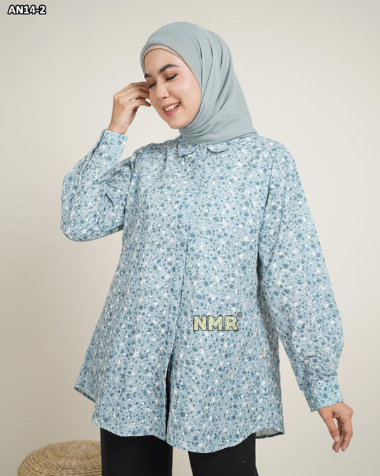 NMR Blouse Katun Embroidery Print AN14-2(kerah kemeja)