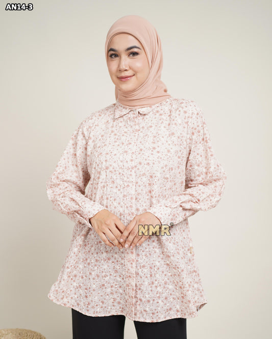 NMR Blouse Katun Embroidery Print AN14-3(kerah kemeja)