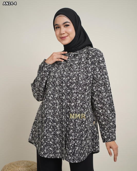 NMR Blouse Katun Embroidery Print AN14-4(kerah kemeja)