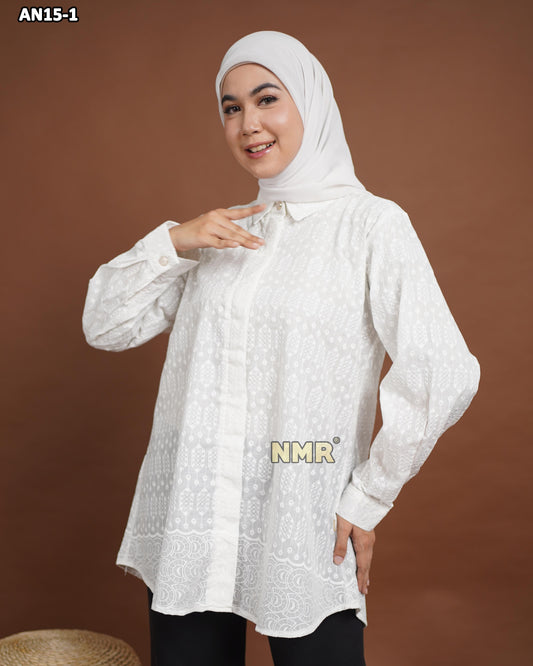 NMR Blouse Katun Bordir AN15-1 (Kerah Kemeja)