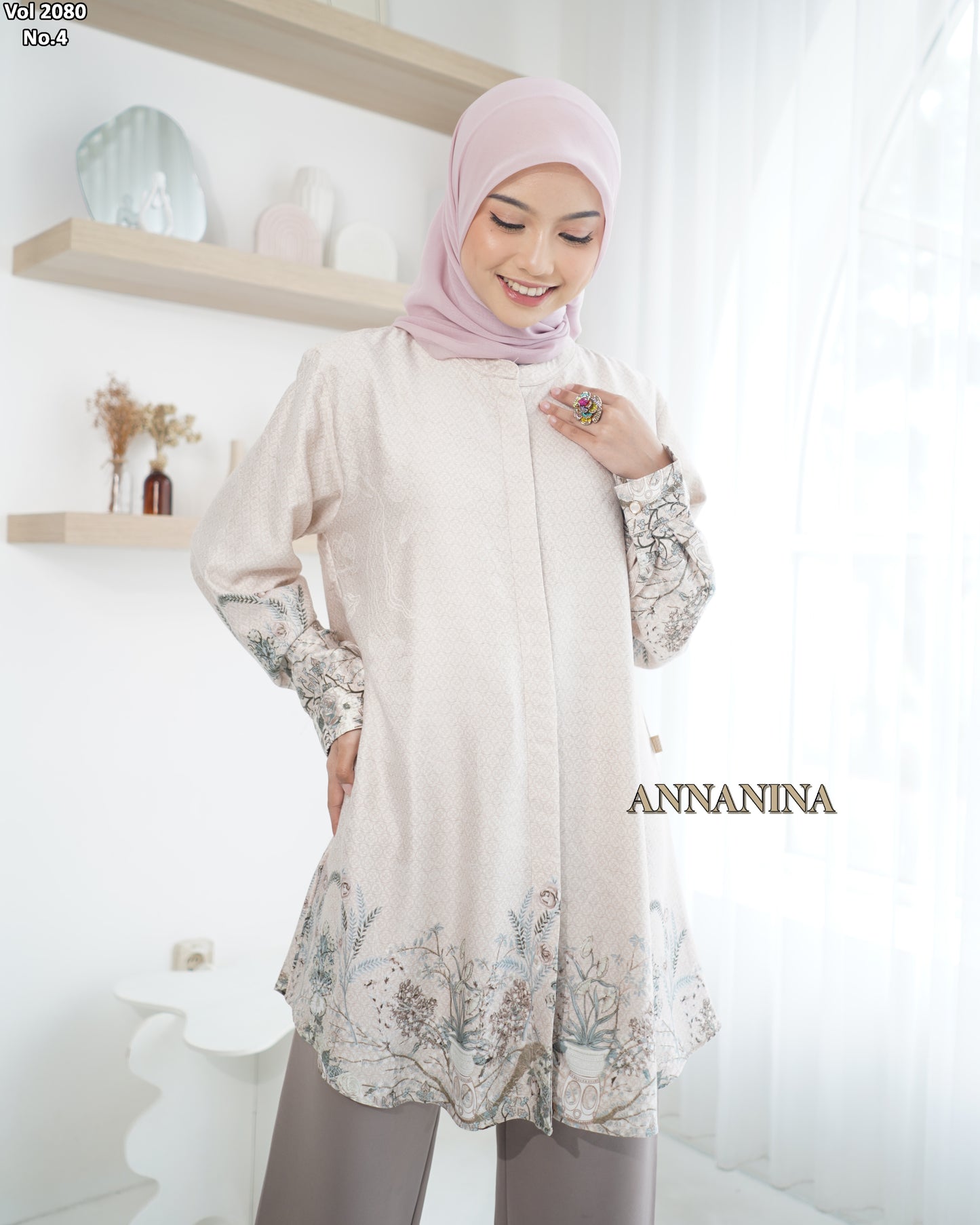 NMR Kemeja Tunik Katun Jaguard Vol 2080-4 (Kerah Sanghai)