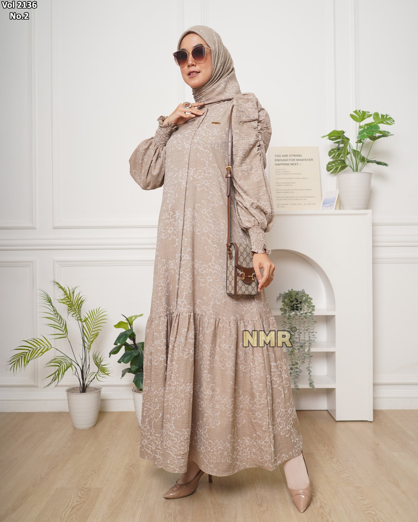 NMR Gamis Linen Venezia Lacquer Vol 2136-2 ( Inc Hijab)