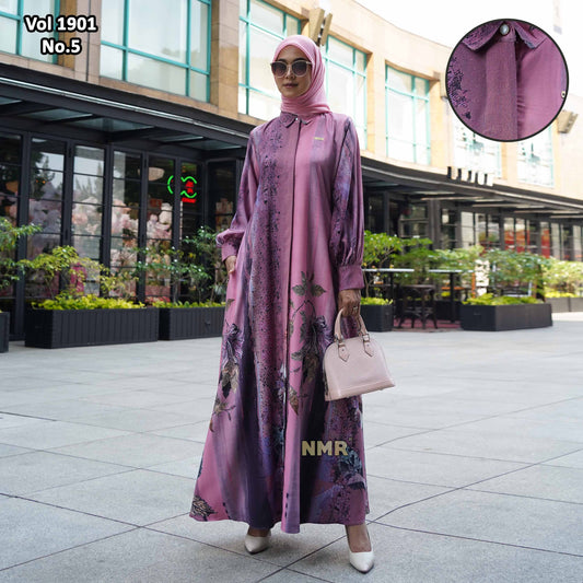 NMR Gamis Jetblack Rose Crape Kerah Vol 1901-5