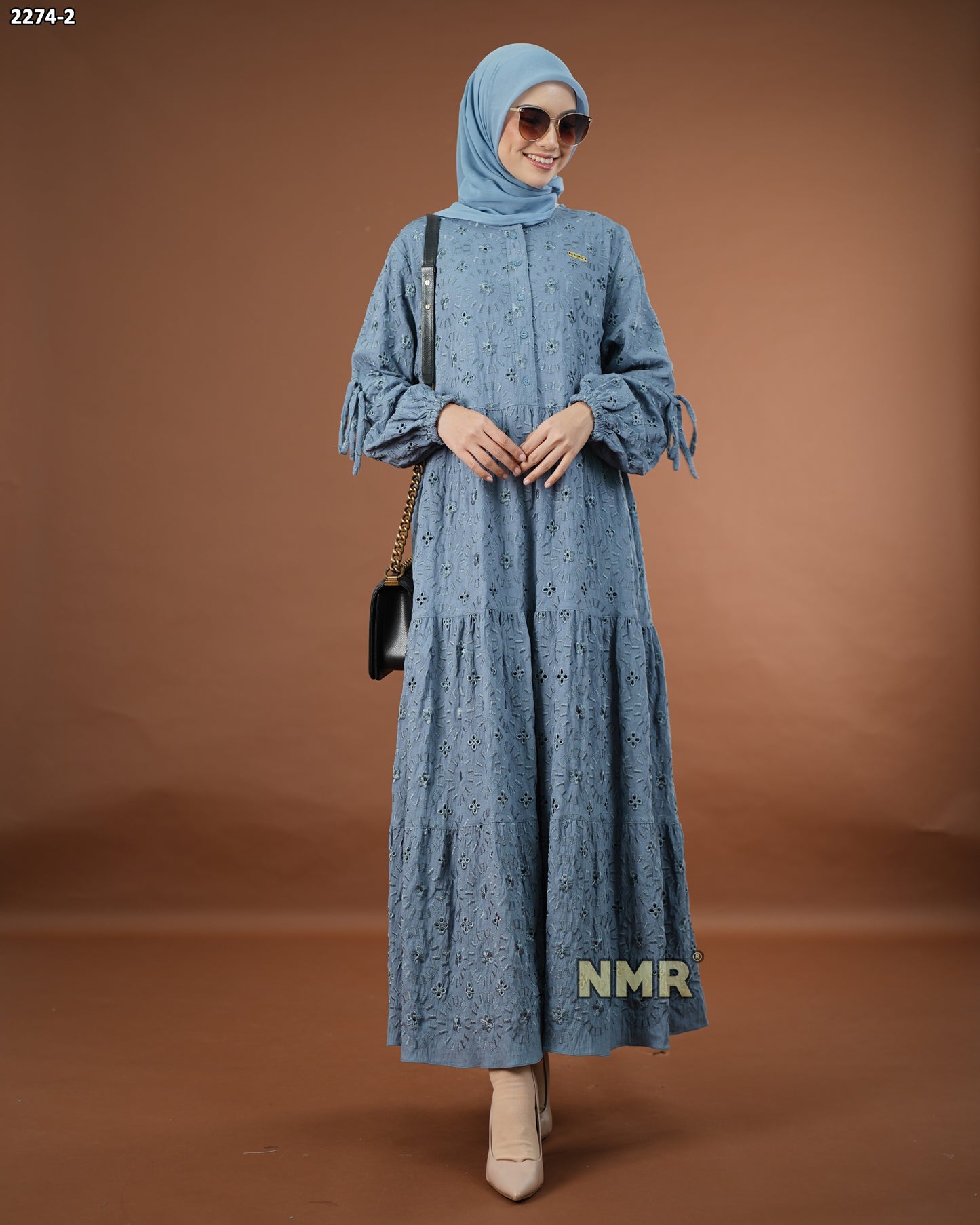 NMR Midi Dress Crespo Bordir Bolong Vol 2274-2