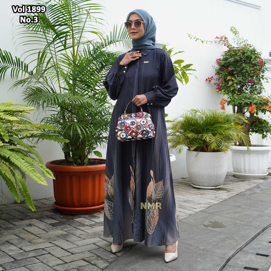 NMR Gamis Jetblack Rose Crape Kerah Vol 1899-3