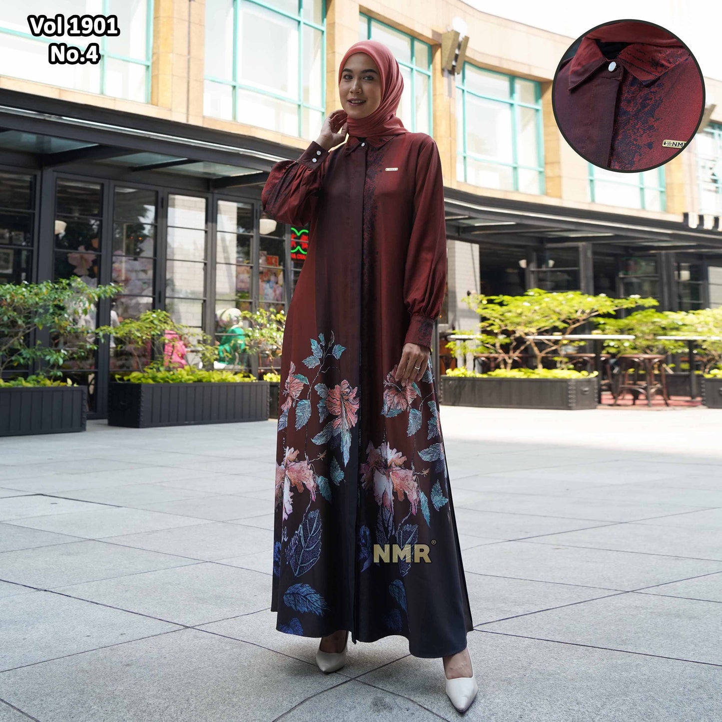 NMR Gamis Jetblack Rose Crape Kerah Vol 1901-4