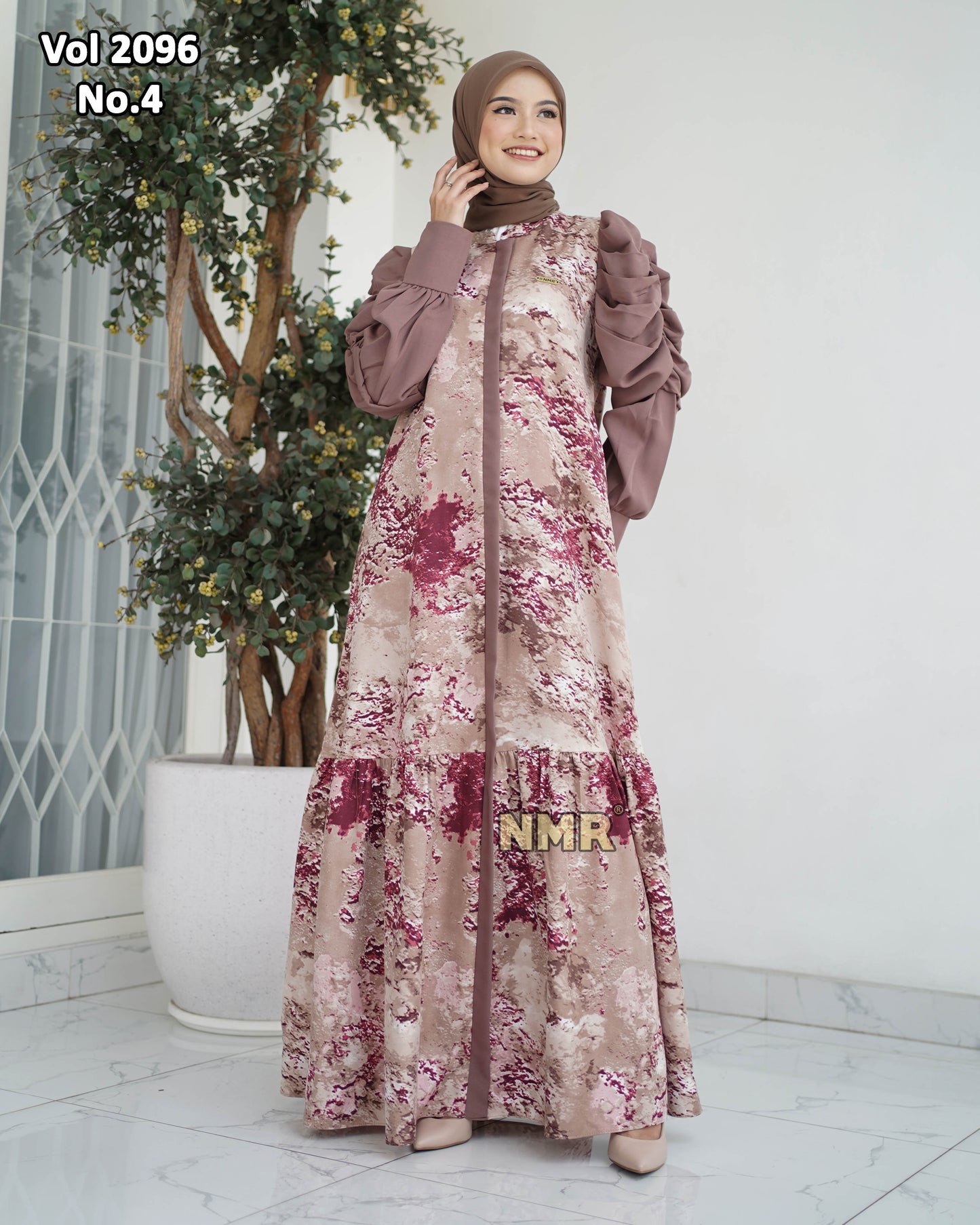 NMR Gamis MS Tangan Kerut Vol 2096-4 (Resleting Depan)