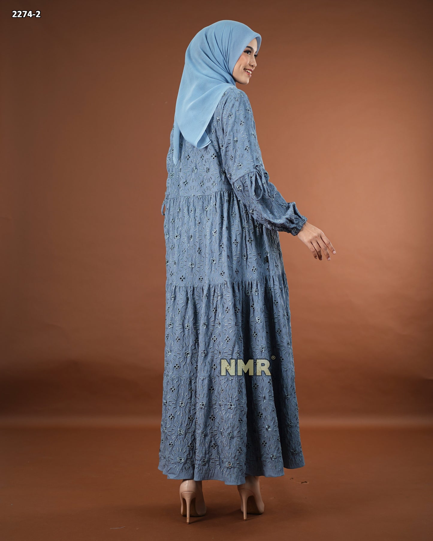 NMR Midi Dress Crespo Bordir Bolong Vol 2274-2